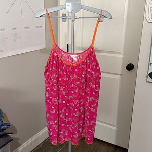 Cacique pink orange white sheer nightie negligee nightgown size 22/24